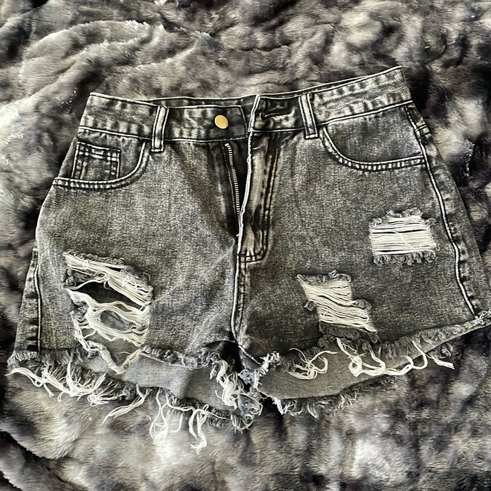 Shein Raw Hem Ripped Denim Shorts